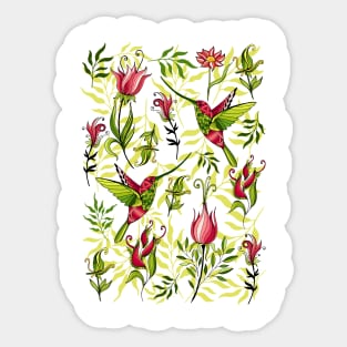 Hummingbird and flowers Sticker